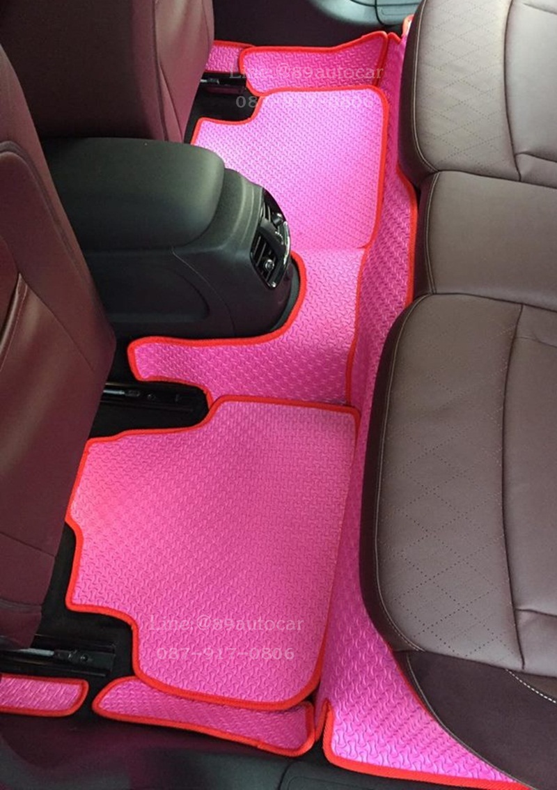 ขายยางปูพื้นรถเข้ารูป Mini Cooper Clubman 2016 ลายจิ๊กซอร์สีชมพูขอบชมพู+ท้าย