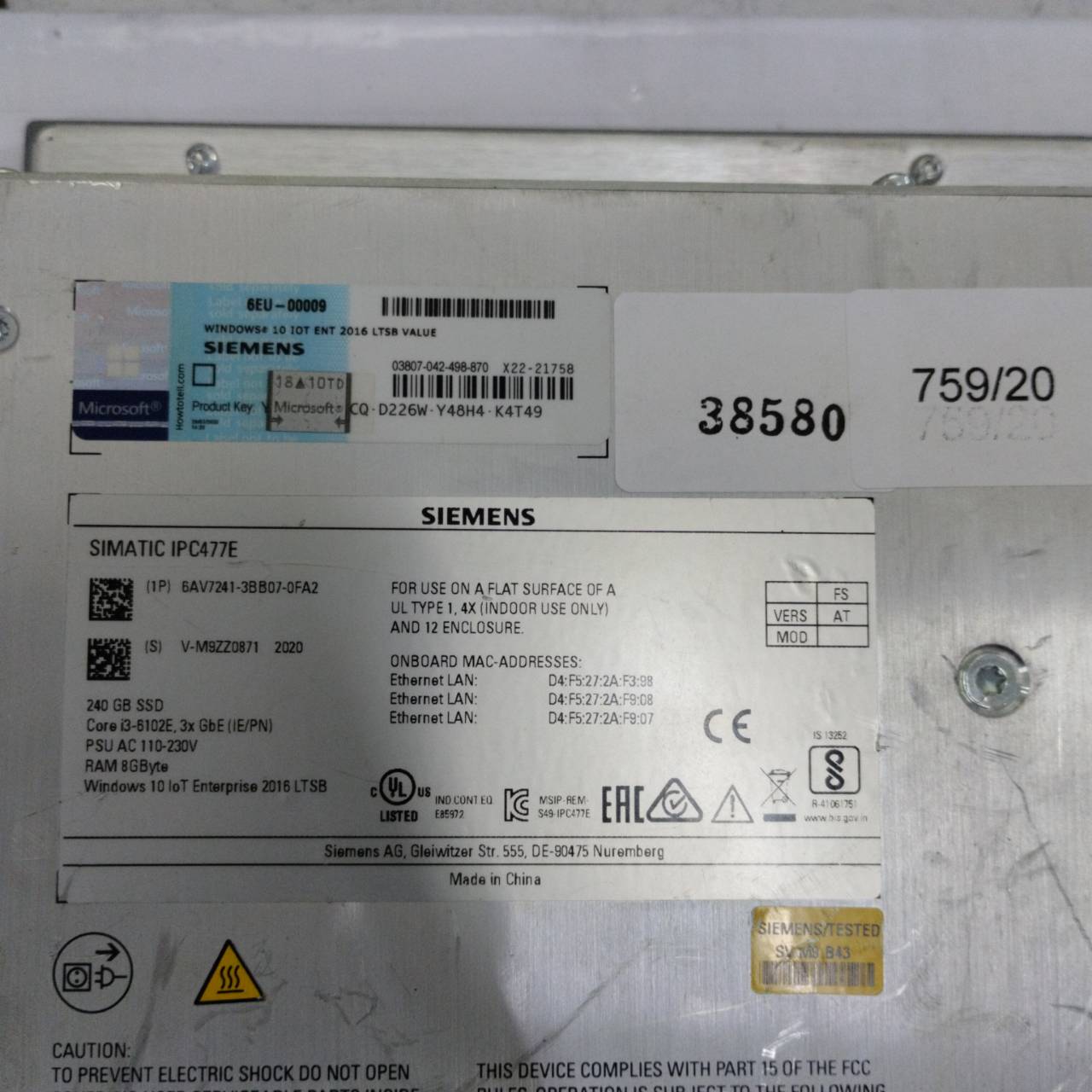 6AV7 241-3BB07-0FA2 HMI " SIEMENS "
