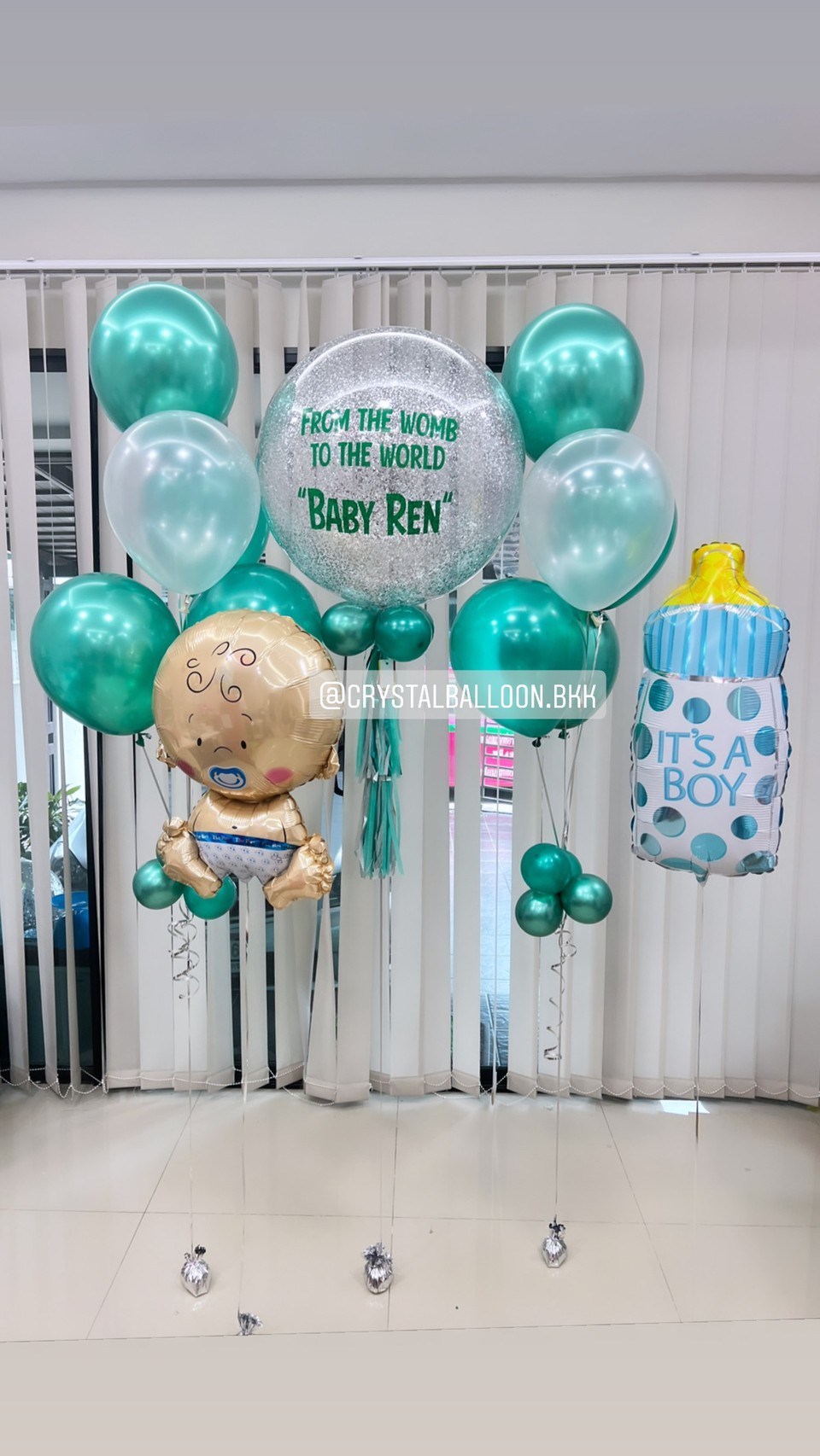 ลูกโป่ง Welcome Baby Bubble 24" Theme สีเขียว พร้อมตกแต่ง ช่อลูกโป่ง 5 ลูก 2 ช่อ,ลูกโป่งใส ใส่กลิตเตอร์,ฟอยล์เด็กทารกใหญ่ 1 ชิ้น,ฟอยล์ขวดนมใหญ่ 1 ชิ้น สามารถเปลี่ยนสีลูกโป่ง/เปลี่ยนข้อความ/เปลี่ยนขนาด/เปลี่ยนฟอยล์ตกแต่งได้