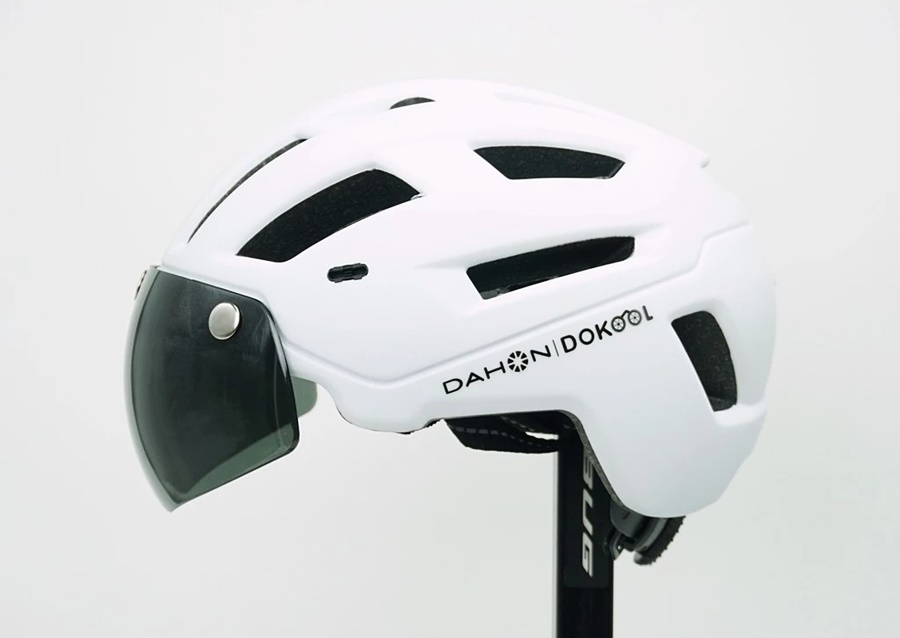 DAHON Integrated Helmet with USB Light | หมวกจักรยานพร้อมไฟท้ายและแว่นกันแดด | รอบศีรษะ 57-63 cm