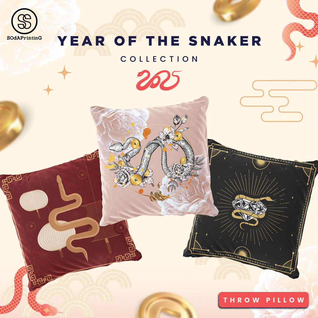 หมอนอิง Throw Pillow Year of the SNAKER Collection 🐍 รหัส TPA00092-TPA00094 #หมอนอิง #SOdAPrintinG