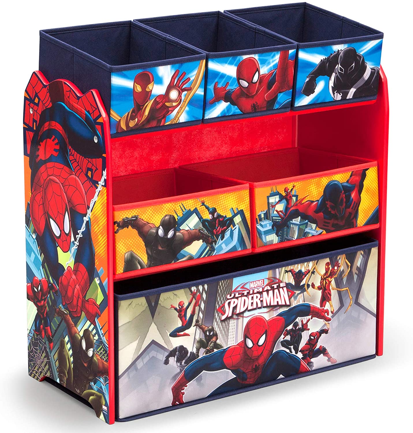 Delta Children 6 Bin Design and Store Toy Organizer - Greenguard Gold Certified, Spider-Man