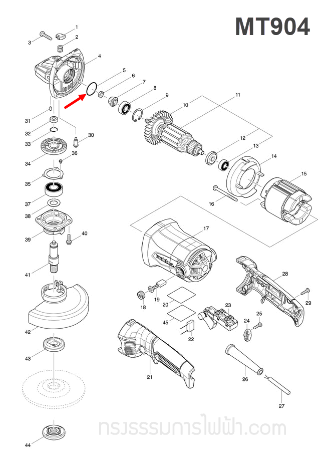 โอริง หินเจียร Makita MT904 [#5], GA4030, GA4031, 9553NB,9556,NB,HN,HP [#9], MT958 [#10] Pn.213445-5 (แท้)(*)