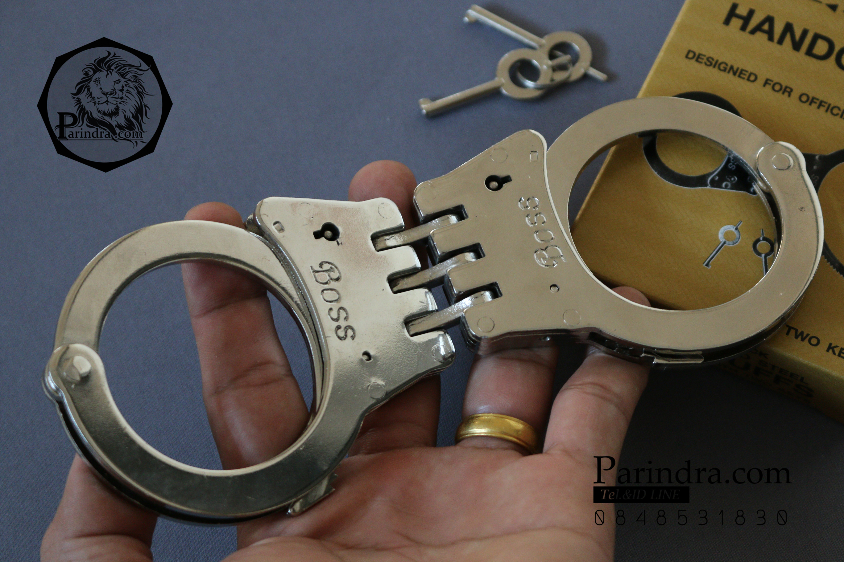 กุญแจมืออย่างดี แบบเดียวกับตำรวจใช้ Handcuffs Double Lock ทนทาน มีกุญแจให้สองดอก