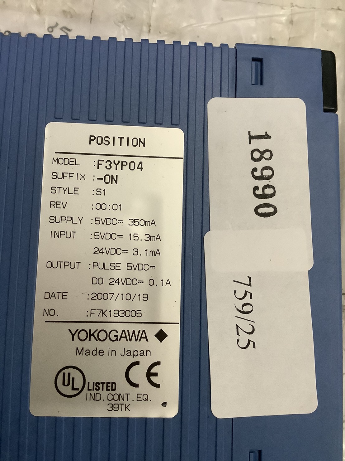 F3YP04 PLC " YOKOGAWA "