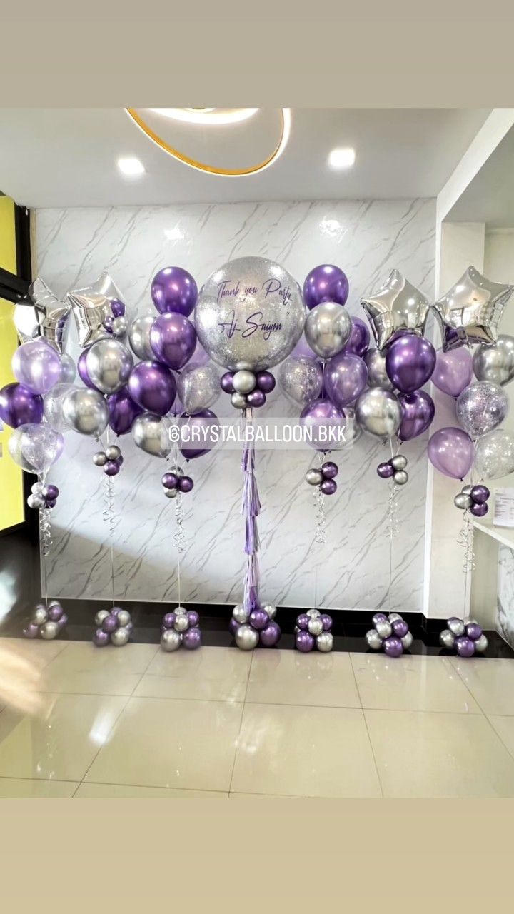ลูกโป่ง อำลา Bubble ขนาด 36" พร้อม ช่อลูกโป่ง ช่อ 9 ลูก 2 ช่อ พร้อมตกแต่ง ช่อลูกโป่งฟอยล์ดาว ขนาด 24" ช่อ 5 ลูก 2 ช่อ,ช่อลูกดป่งฟอยล์ดาว ขนาด 24" ช่อ 7 ลูก 2 ช่อ สามารถเปลี่ยนสีลูกโป่ง/เปลี่ยนข้อความ/เปลี่ยนขนาด/เปลี่ยนฟอยล์ตกแต่งได้
