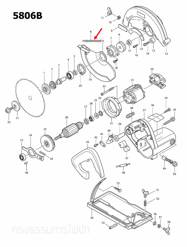 TERSION SPRING4 เลื่อยวงเดือน Makita-มากีต้า 5806B [#6] Pn.231808-3 (แท้) ##