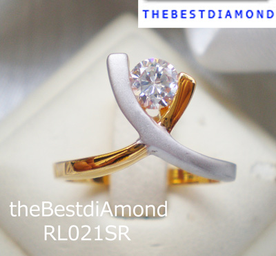 RL021SR แหวนเพชรเม็ดเดียว แบบหนีบ น่ารัก เรียบ หรู แต่ดูดี ใส่ติดนิ้วได้ทุกโอกาส เพชรCZ ขนาด 40 ตัง 4.8 มม เพชรวิ๊งๆๆ