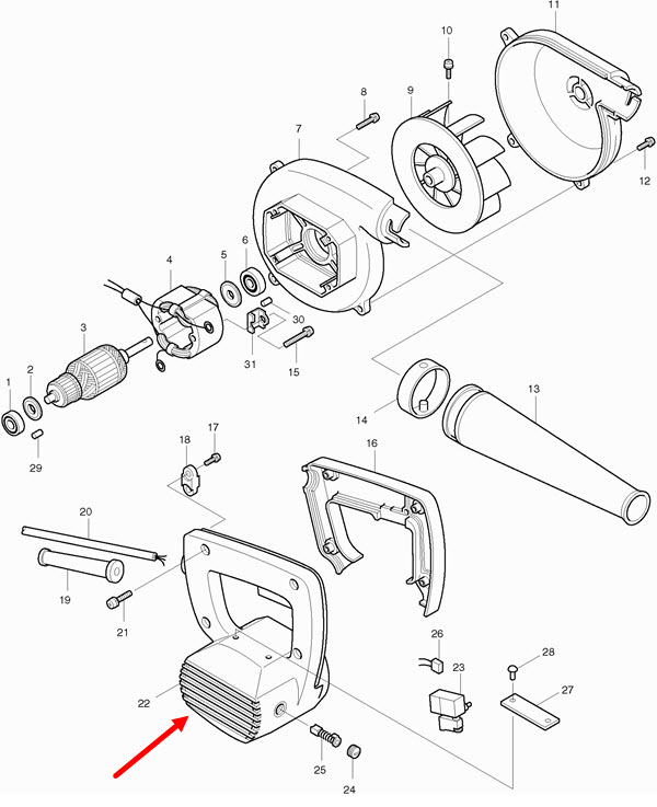 เสื้อทุ่น เครื่องเป่าลม BLOWER Makita 4014N [#22] P.no 157463-2 (แท้) ##