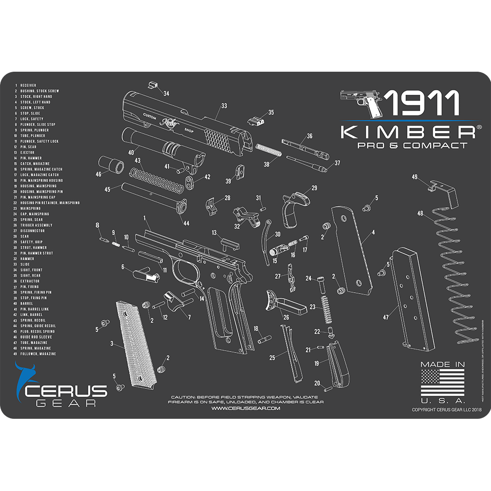 KIMBER® COMPACT & PRO SCHEMATIC Charcoal Gray PROMAT