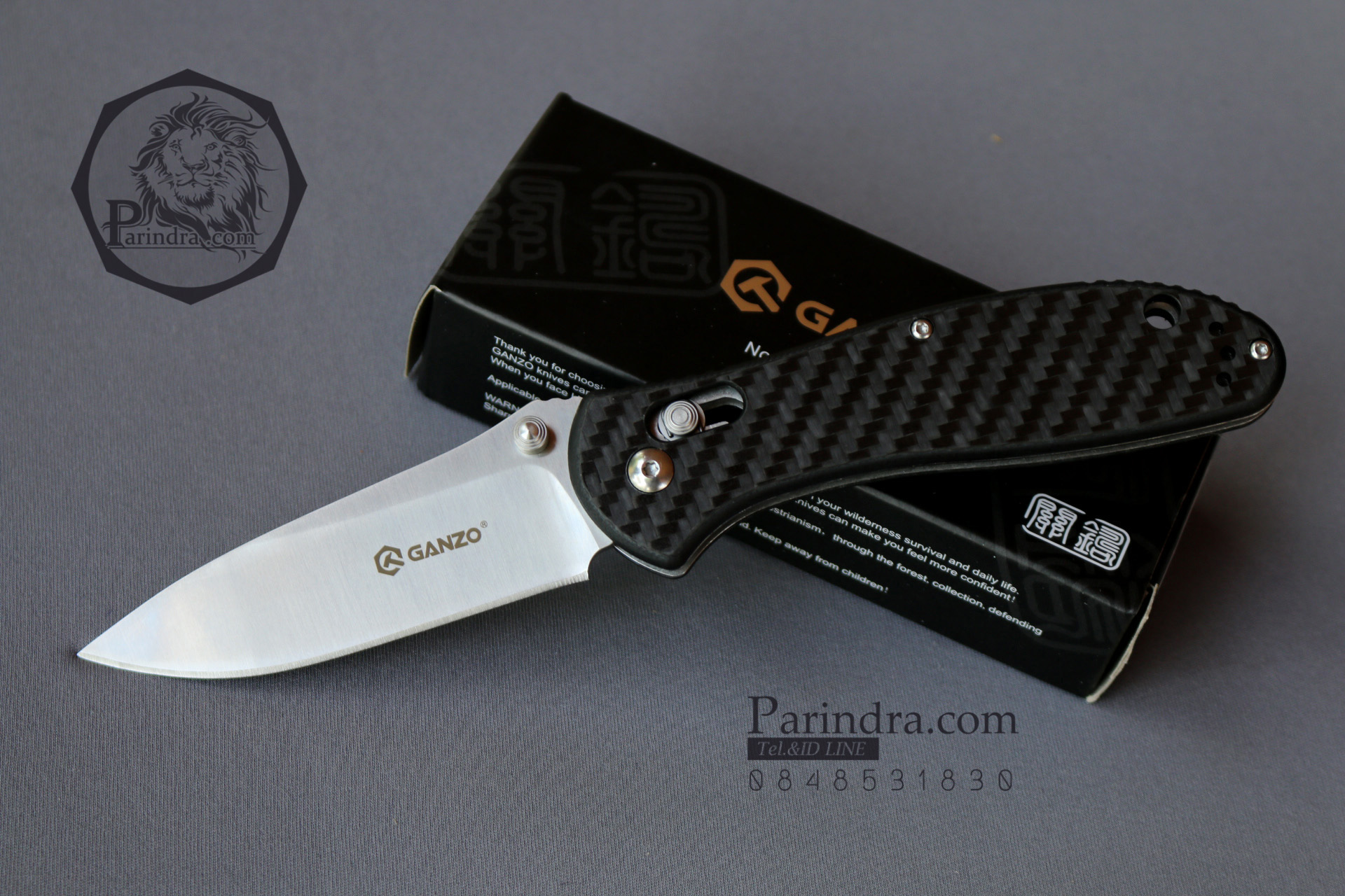 มีดพับ Ganzo รุ่น G7391 CF สีดำ ด้ามลายคาร์บอนไฟเบอร์ ของแท้ 100%