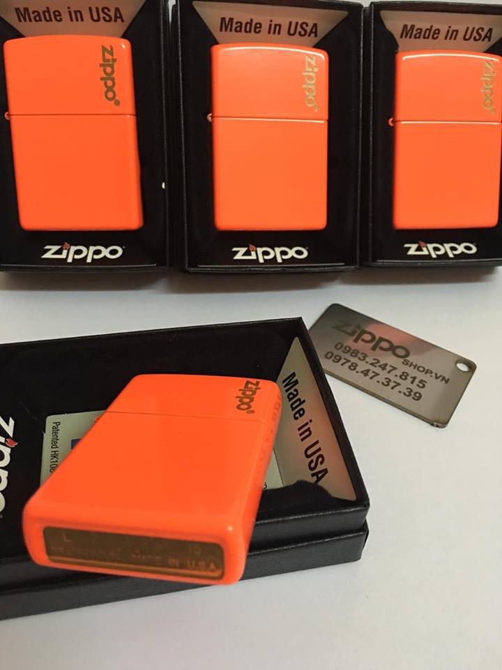 ไฟแช็ค Zippo 28888ZL แท้ ที่สุดของสีแสดส้ม "Zippo Logo, Neon Orange" แท้นำเข้า 100%