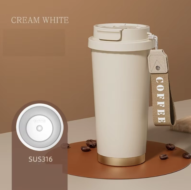 แก้วสแตนเลส 316 หูหิ้วไนล่อนพร้อมฝายกดื่ม 500ml