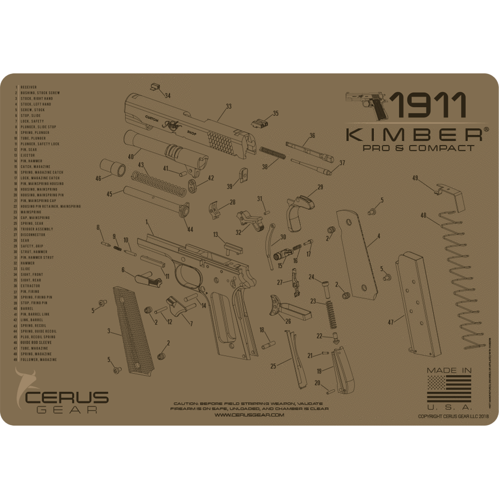 KIMBER® COMPACT & PRO SCHEMATIC Coyote PROMAT