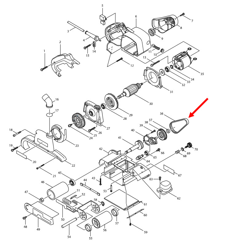 สายพาน เครื่องขัดกระดาษทราย Makita-มากีต้า รุ่น 9403, 9921 [#36] Pn.MP001100 (แท้) ## (**)