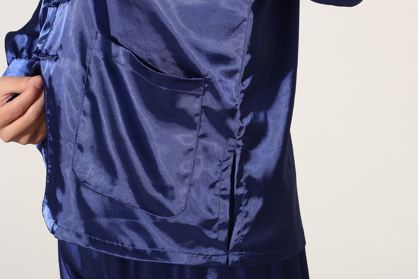 Pre-order ชุดจีนชาย แขนยาวผ้าแพร สีน้ำเงิน