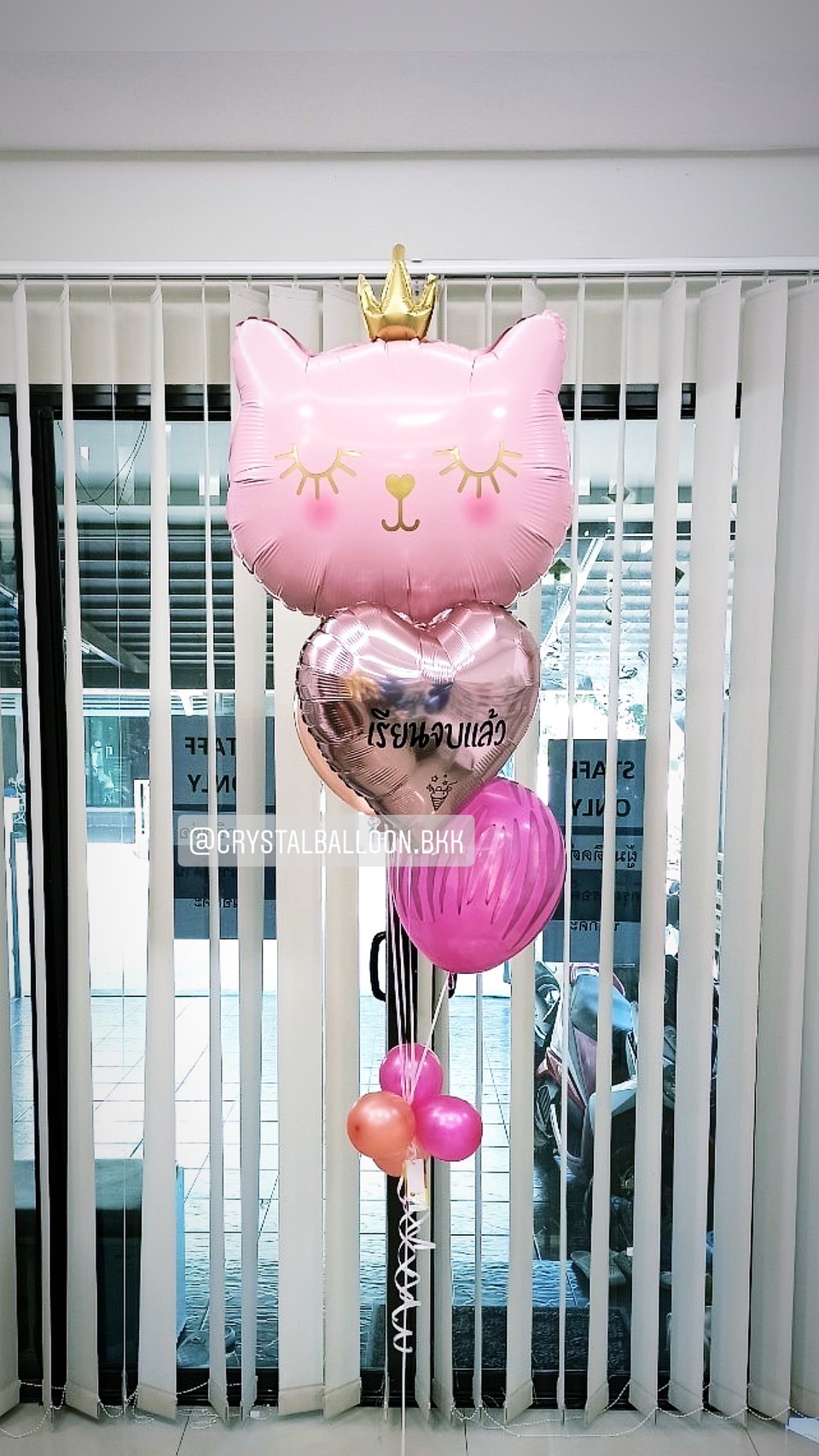 ลูกโป่ง รับปริญญา ช่อลูกโป่ง ฟอยล์แมว สีชมพู พร้อม ฟอยล์หัวใจ 18" 1 ชิ้น,ลูกโป่ง 2 ลูก พร้อมตกเเต่ง สามารถเปลี่ยนสีลูกโป่ง/เปลี่ยนข้อความ/เปลี่ยนสี-ฟอยล์ตกแต่งได้