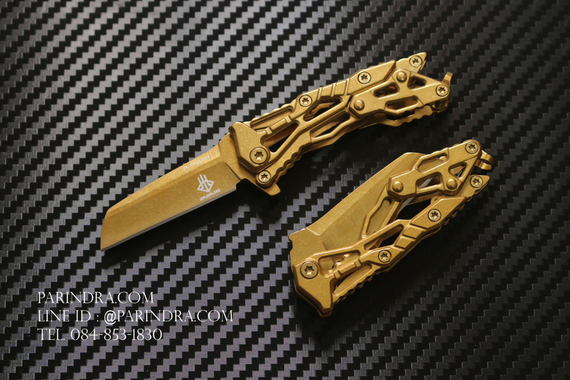 มีดพับเล็ก JINJUNLANG รุ่น JL-16012JT Transformer รูปทรงสวย โลหะทั้งตัว สีทอง