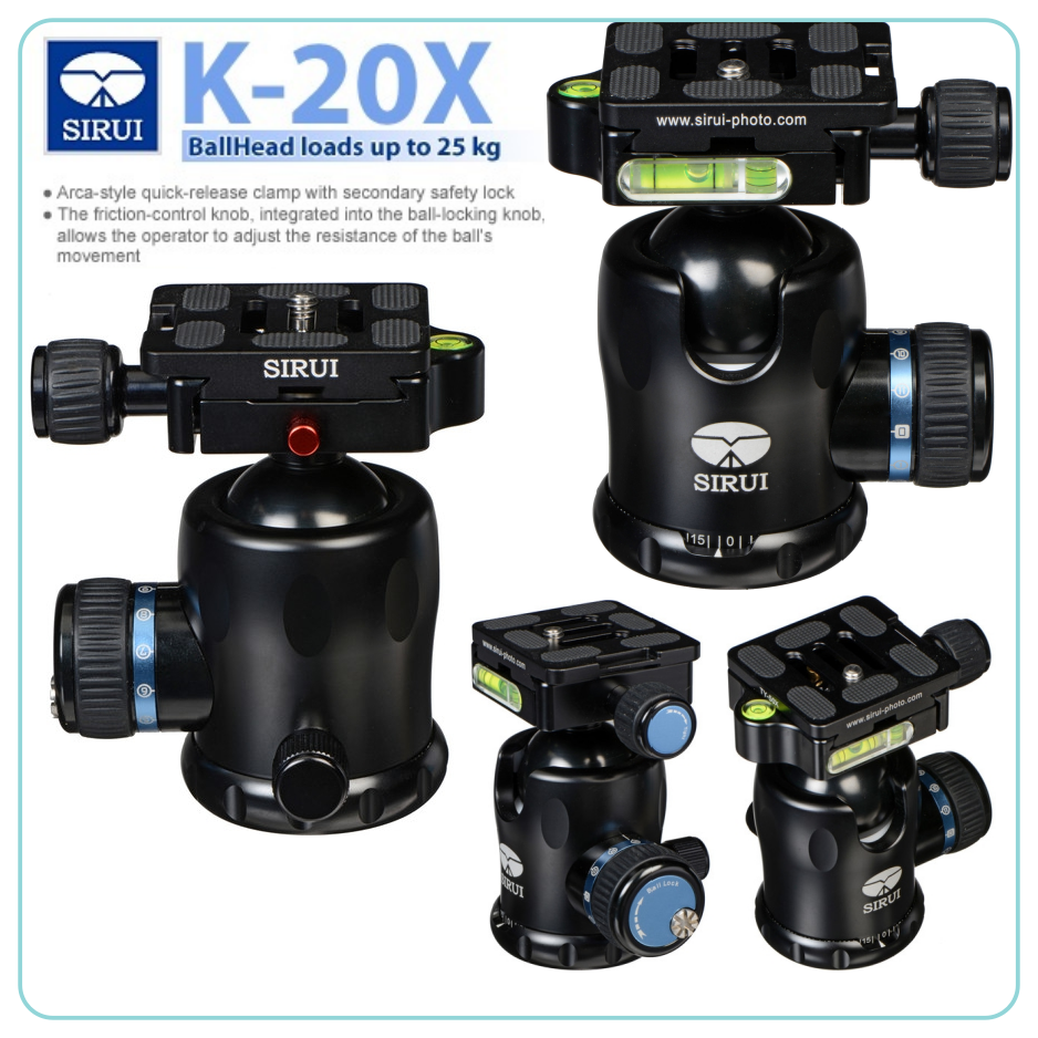 หัวบอล Sirui K20X Ball Head with Quick Release (25Kg) สำหรับขาตั้งกล้องมืออาชีพทั่วไปกล้องslr. จัดส่งฟรี รับประกันศูนย์ 6 ปี