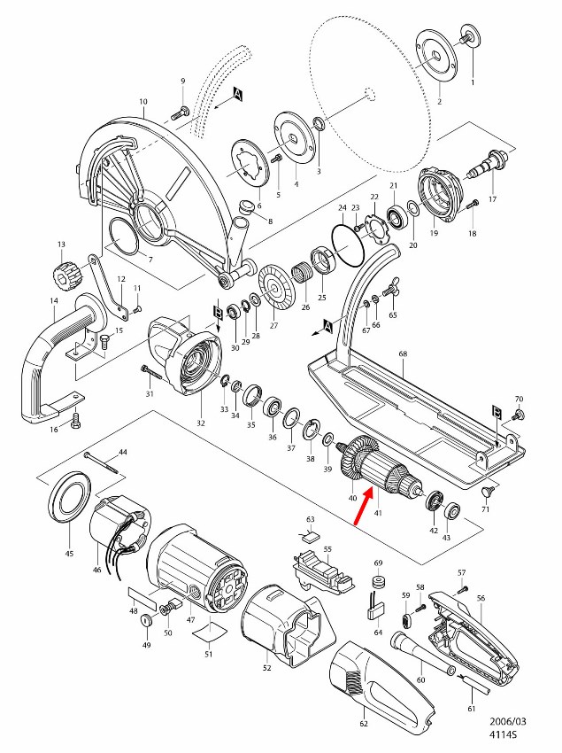 ทุ่น เครื่องตัดคอนกรีต Makita มากีต้า 4114S, 4112S (แท้) ##
