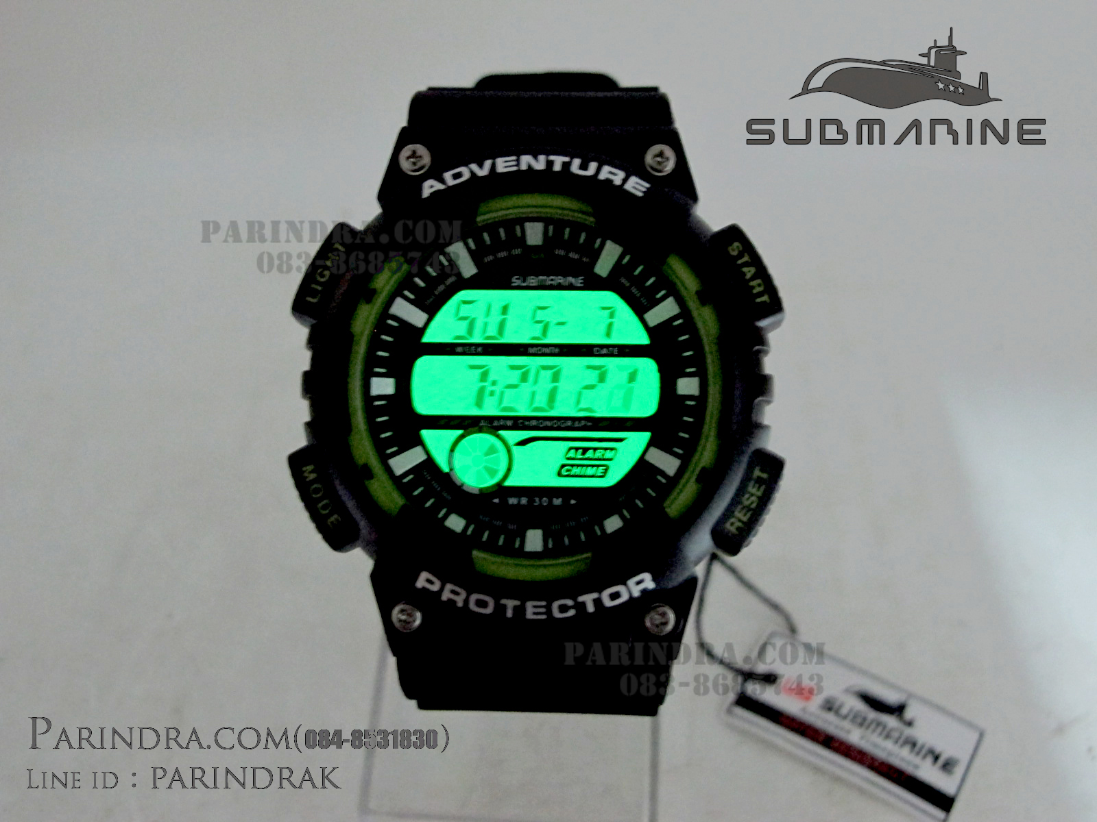 นาฬิกา US submarine สีเขียวดำ TP1318M ผิวด้าน หน้าปัดพื้นเขียว