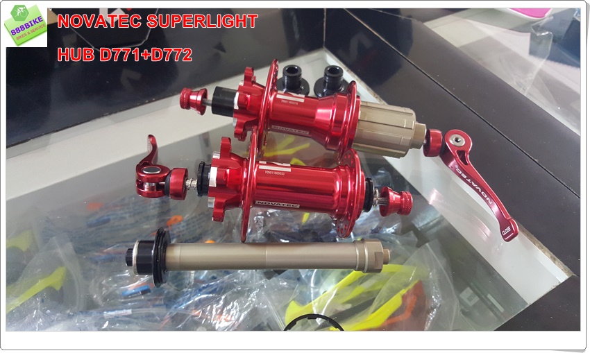 ดุมดิส ดุมเสือภูเขา NOVATEC D771SB(9mm.)+D772SB(10mm.) (หน้า+หลัง) Bearing 2017 Superlight (กล่องพลาสติกสีดำ)