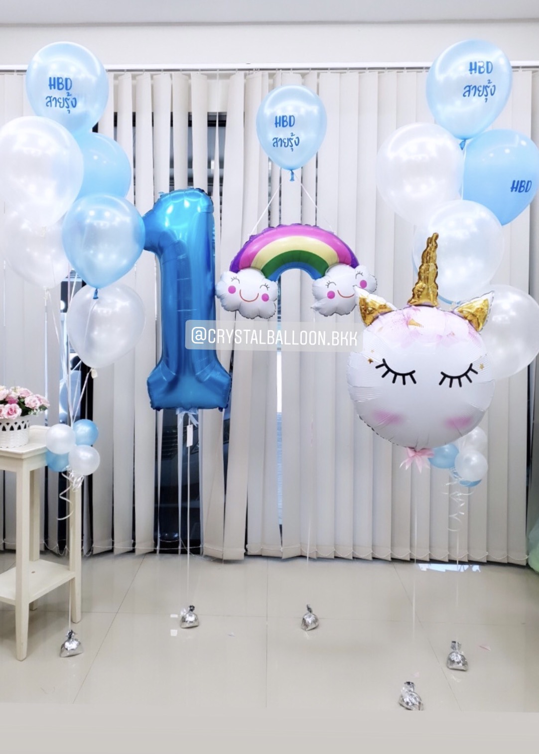 ลูกโป่ง วันเกิดเด็ก Theme Unicorn+สายรุ้ง พร้อม ช่อลูกโป่ง ช่อ 7 ลูก 2 ช่อ พร้อม ฟอยล์ตัวเลข ขนาด 40" 1 ชิ้น พร้อมตกเเต่ง สามารถเปลี่ยนสีลูกโป่ง/เปลี่ยนข้อความ/เปลี่ยนสี-ฟอยล์ตัวเลข/เปลี่ยนฟอยล์ตกแต่งได้