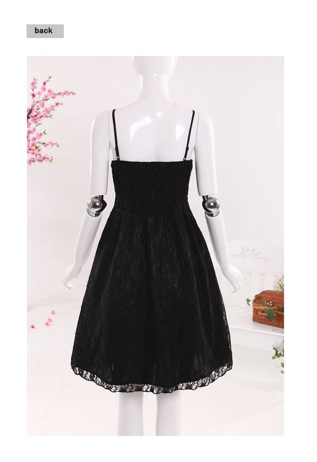 พร้อมส่ง ชุดเดรสสั้น สายเดี่ยว สีดำ ลูกไม้ทั้งชุด จับสม๊อกหลัง พร้อมโบว์ช่วงเอว (เหลือเฉพาะไซส์ 3XL)