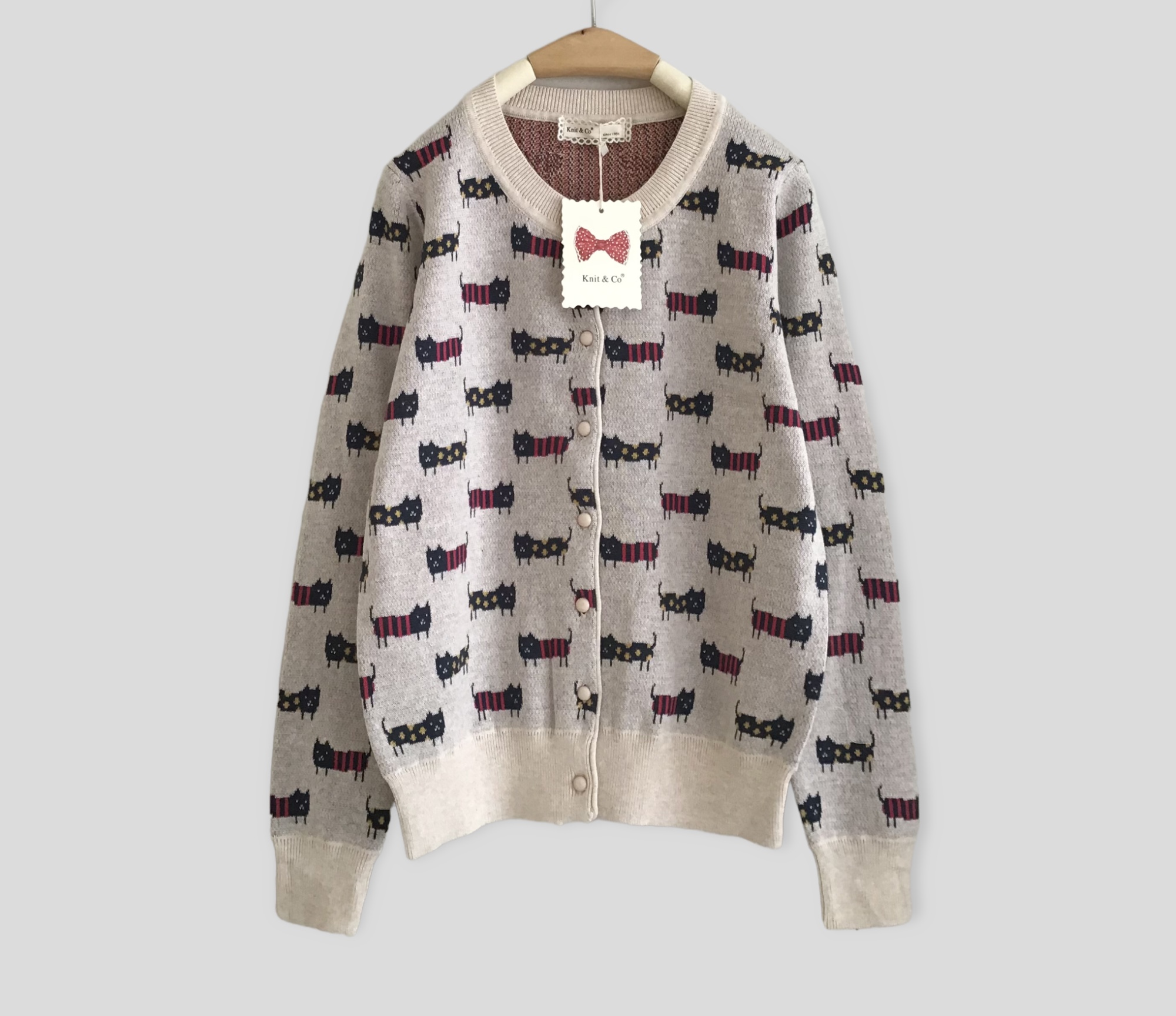 เสื้อคลุมไหมพรมนุ่มลายแมว knit&co