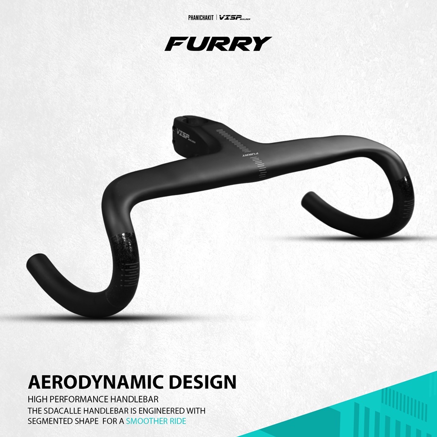 แฮนด์เสือหมอบคาร์บอน อินทิเกรตรุ่น FURRY จากแบรนด์ VISP BUILDER Road Bike Handlebar Integrated มีช่องสำหรับรองรับระบบ Di2 NEW2024