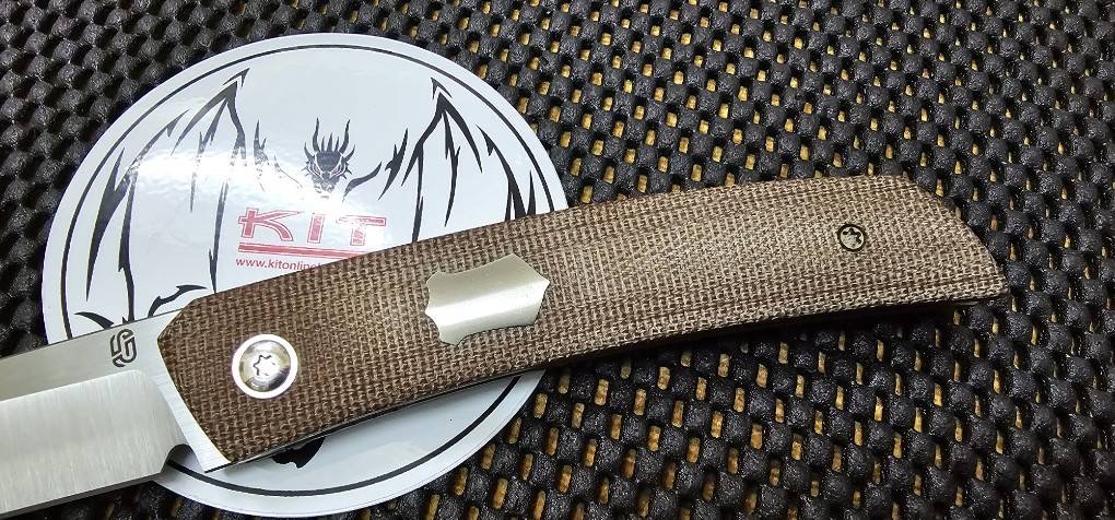 ARED OESER F22 POWERED BY LEE WILLIAMS KICKSTOP MACHINE SATIN M390 BLADE WITH BROWN MICARTA HANDLES/ OPTION 1 ALL SATIN