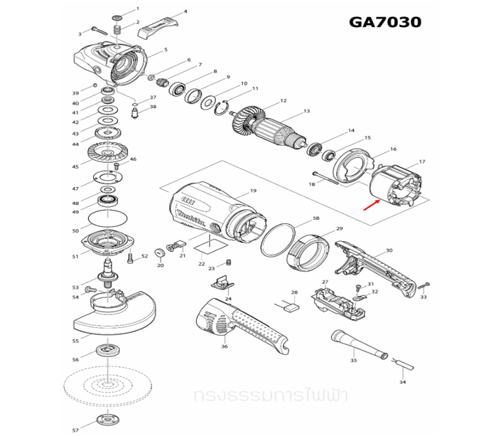 ฟิลคอยล์ หินเจียร 7 นิ้ว มากีต้า Makita รุ่น GA7030, GA9030 [#17] (แท้) ##(**)