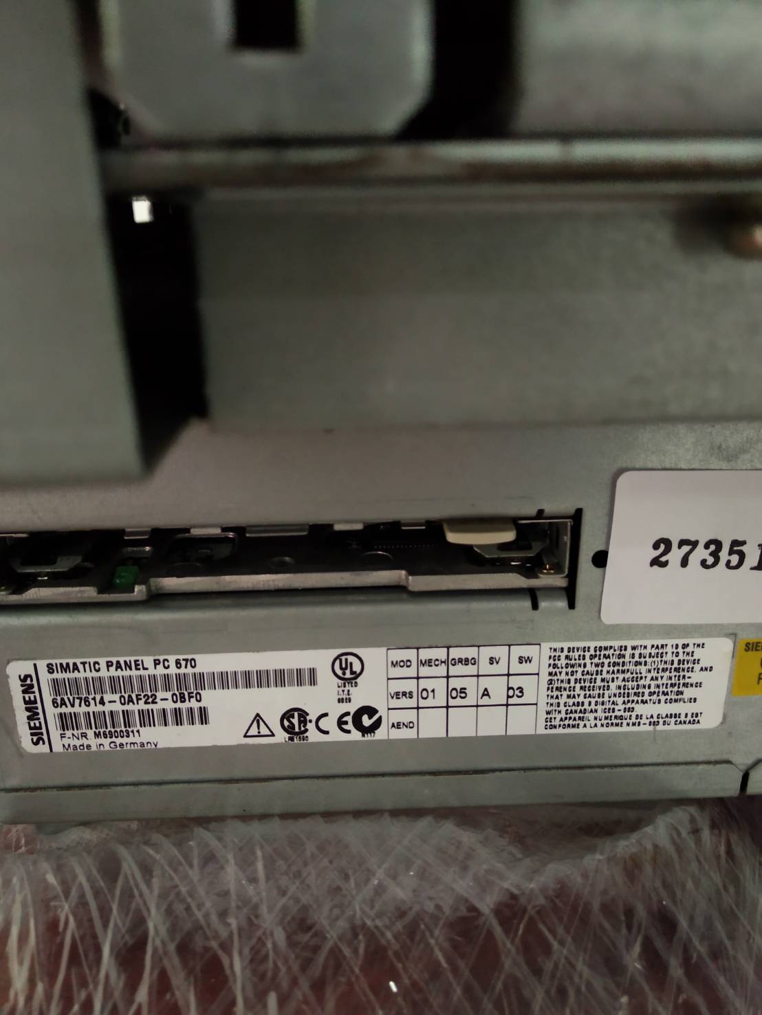 6AV7 614-0AF22-0BF0 HMI " SIEMENS "