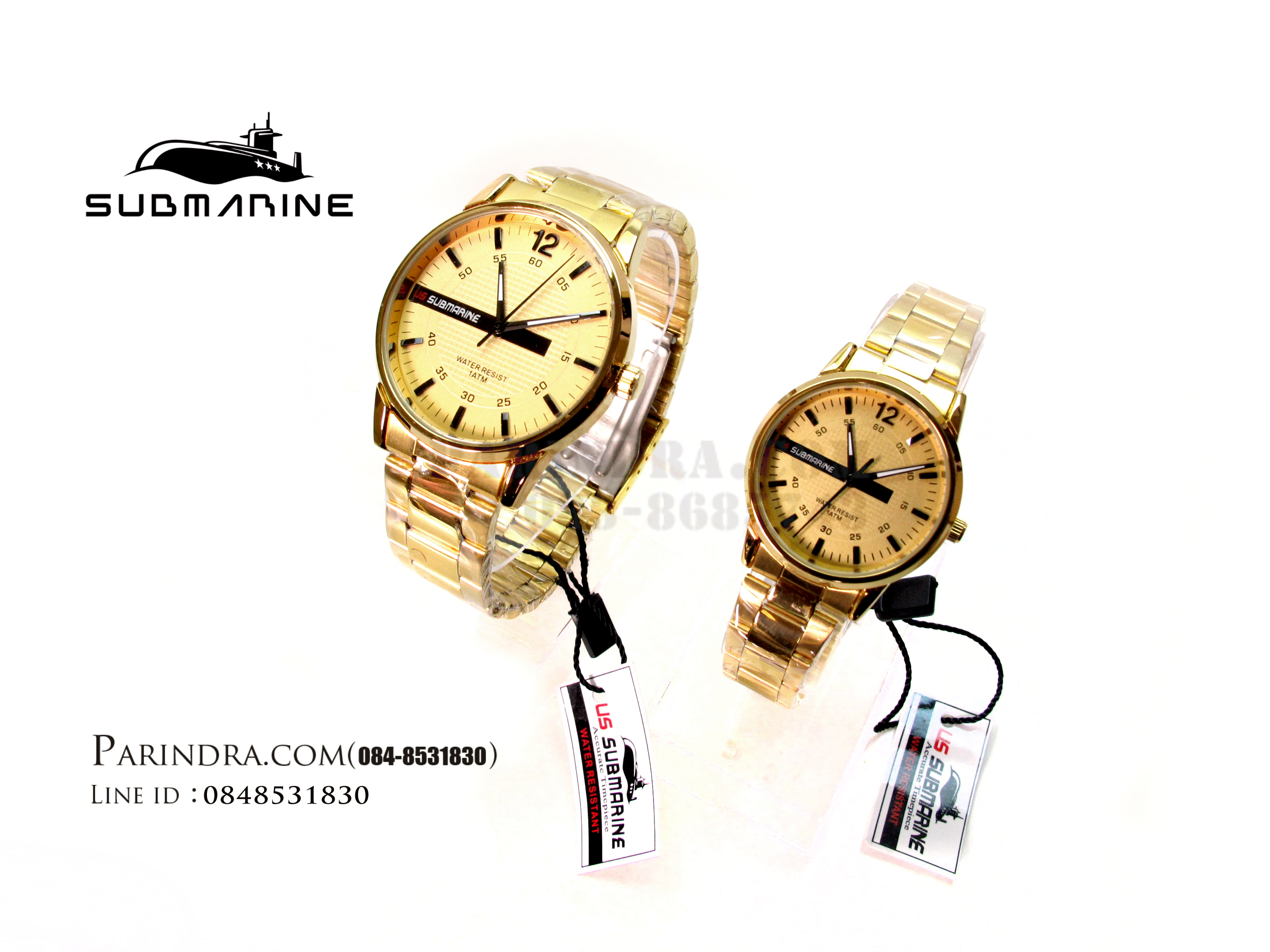 นาฬิกาคู่ US submarine รุ่น J104L-M แพคคู่ สีทองล้วน