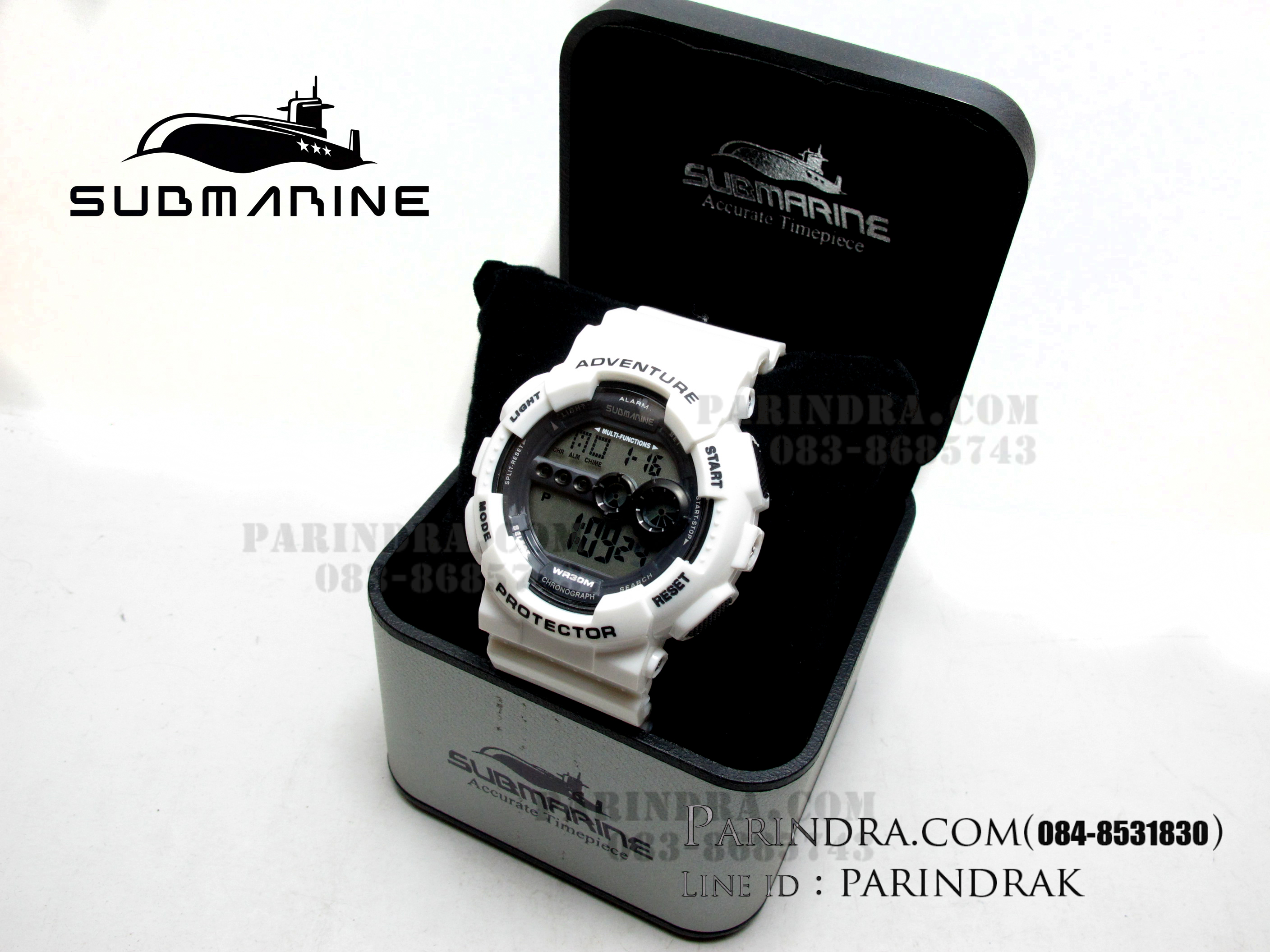 นาฬิกา US submarine รุ่น TP1282M สีขาว-หน้าเทา พื้นหลังเทา