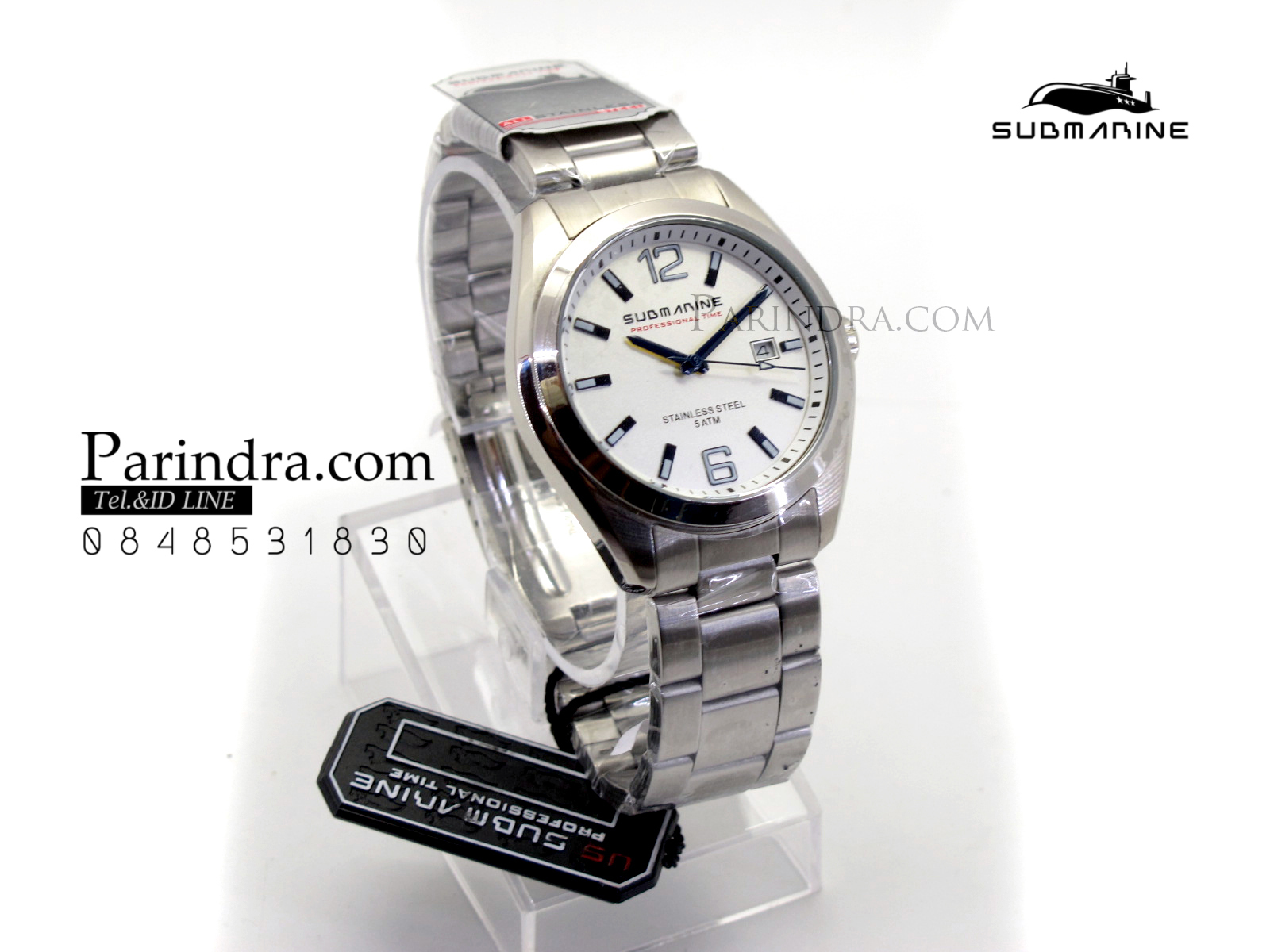 นาฬิกา US submarine Professional Time แสตนเลนแท้เกรดดี รุ่น SUB039 หน้าปัดขาว ขีดสีน้ำเงินเข้ม