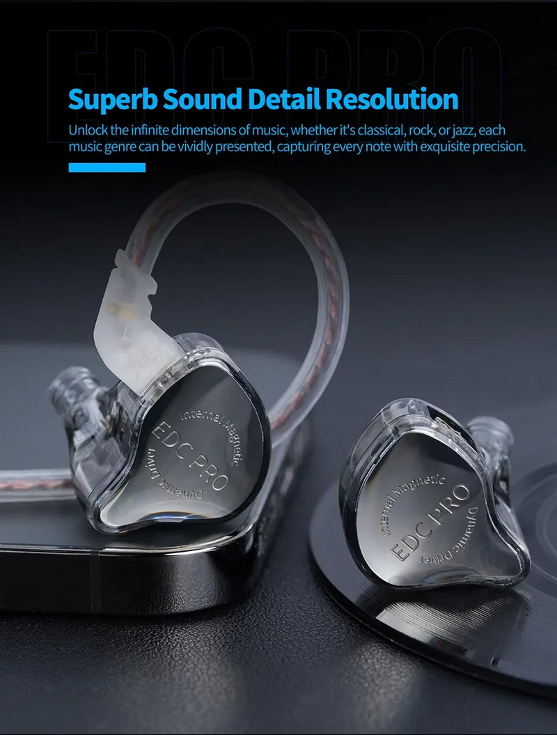 KZ EDC Pro หูฟัง IEMs ไดรเวอร์ Dynamic เบสทรงพลัง เส้นโค้งเสียงที่น่าทึ่ง ประกันศูนย์ไทย