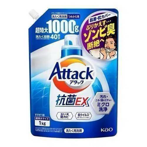 น้ำยาซักผ้าสูตรพิเศษที่ Kao Attack Antibacterial EX Laundry Detergent (Refill 1000g.)