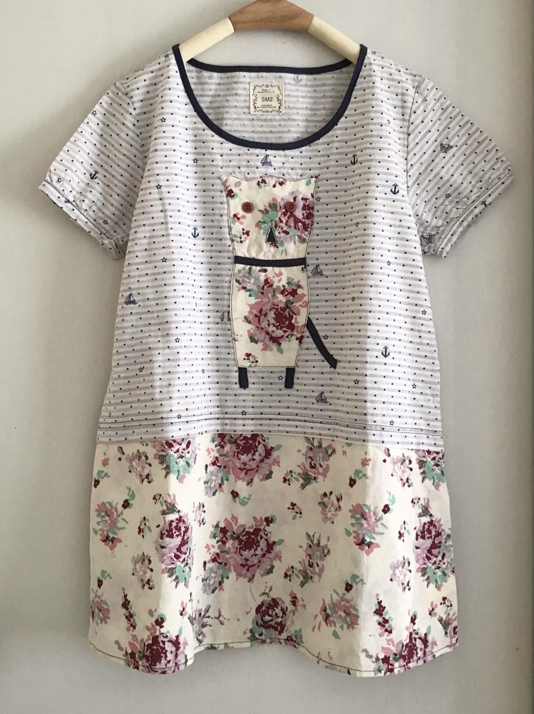 เสื้อผ้าฝ้ายต่อลายปักลายแมว