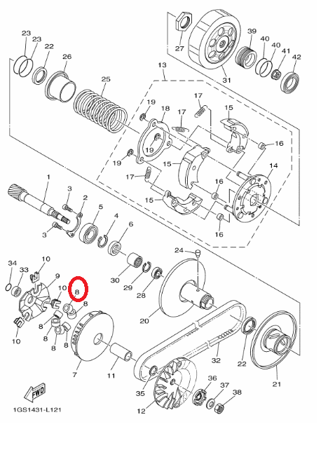 ชุด ตุ้มน้ำหนัก แท้ศูนย์ FINO Fi / MIO115i /FINO115i / ฟีโน่115i (หัวฉีด) / มีโอ115i (หัวฉีด)(YAMAHA/ยามาฮ่า( WEIGHT) เม็ด / ตุ้มน้ำหนักแรงเหวี่ยง
