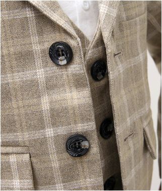 พร้อมเช่า ชุดสูทเด็กชาย สีกากีลายตาราง ** พร้อมเช่าไซส์ 100 , 110 , 120,130,140,150 **