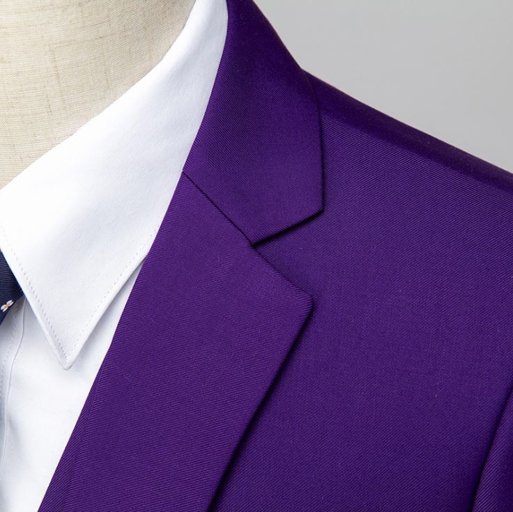 Pre-order ชุดสูทชาย สีม่วง ทรงสลิม สไตล์เกาหลี (ไม่มีเสื้อกั๊ก)