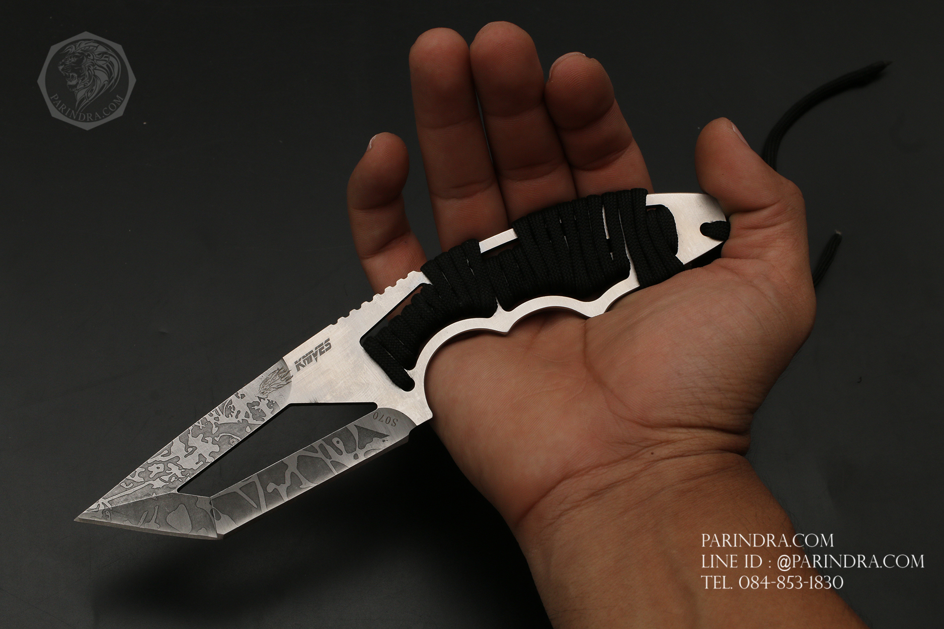 มีดใบตาย KNIVES รุ่น S070 ด้ามเชือกพาราคอร์ดถัก พร้อมซองไนลอน