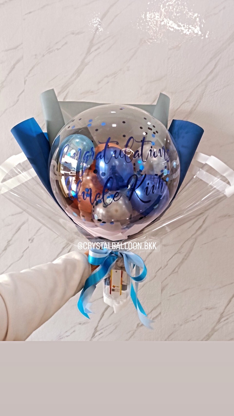 ช่อลูกโป่ง แบบใหม่ ไม่ซ้ำใคร Bubble 18" ลูกโป่ง 6" หลากสี พร้อมตกแต่ง สามารถเปลี่ยนสีลูกโป่ง/เปลี่ยนข้อความได้
