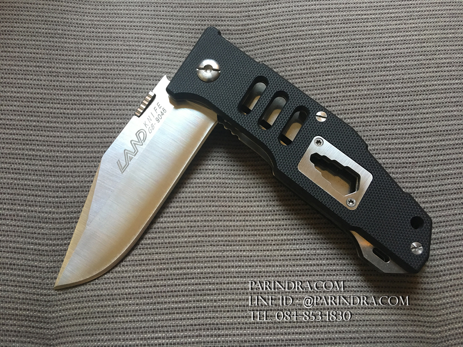 มีดพับ Land Knife GB9-9046 ด้าม G10 สีดำสนิท (ของแท้) ปลายแหลม