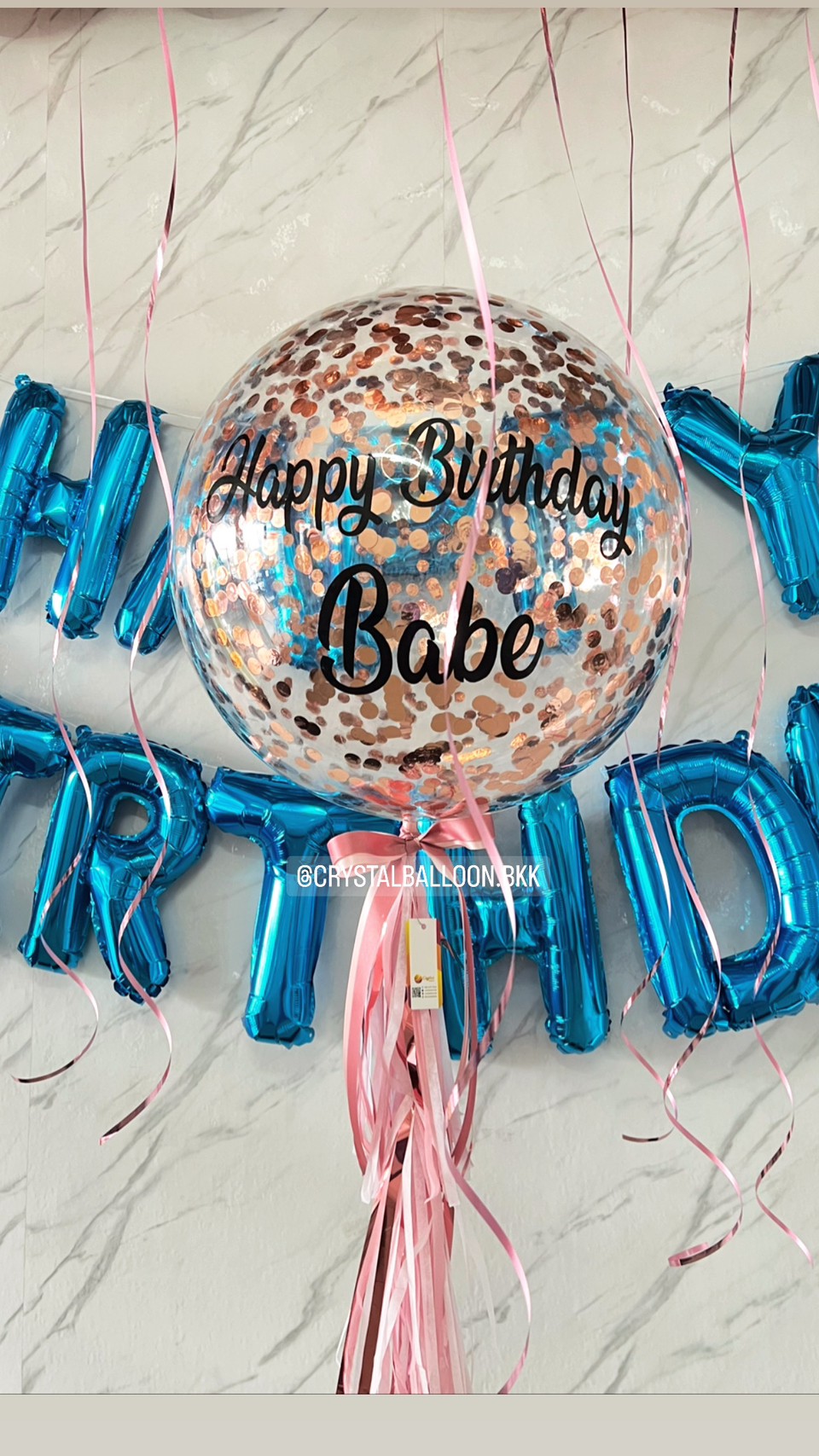 ลูกโป่ง วันเกิด Bubble ขนาด 24" คอนเฟตติโรสโกล พร้อมตกแต่ง สามารถเปลี่ยนสีลูกโป่ง/เปลี่ยนข้อความ/เปลี่ยนขนาดได้