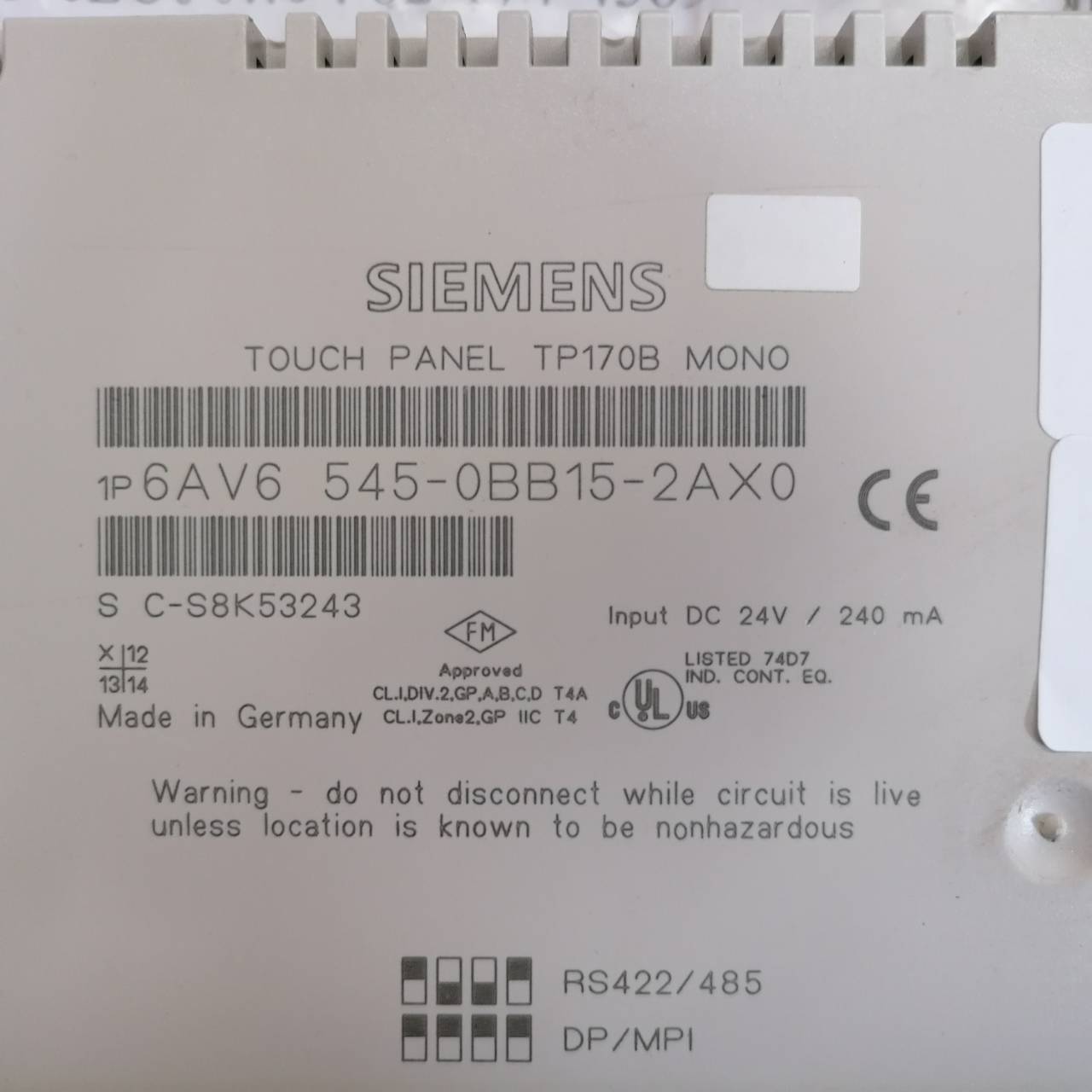 6AV6 545-0BB15-2AX0 HMI " SIEMENS "