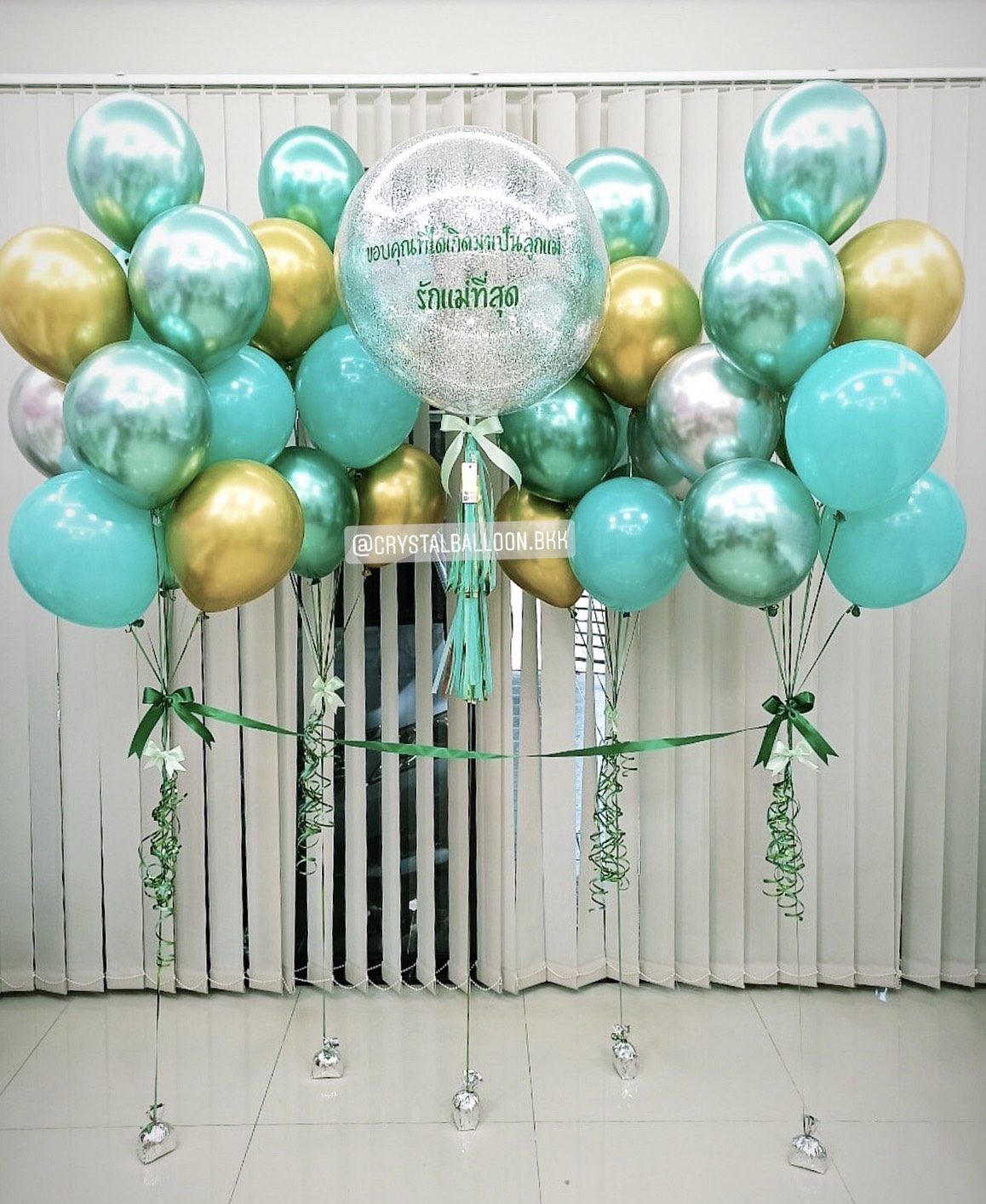ลูกโป่ง Grand Opening เปิดงาน-เปิดตัวสินค้า Bubble ขนาด 24" Theme สีเขียว พร้อมตกแต่ง ช่อลูกโป่ง 10 ลูก 4 ช่อ สามารถเปลี่ยนสีลูกโป่ง/ข้อความ/ขนาดได้
