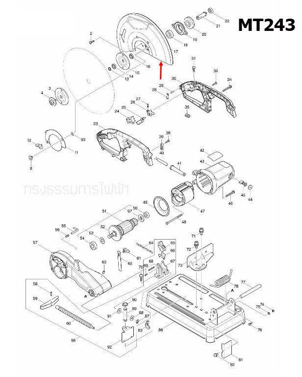 กันสะเก็ด, บังใบ แท่นตัด Maktec-มาคเทค MT243 [#17] Pn.161531-5 (แท้) ##