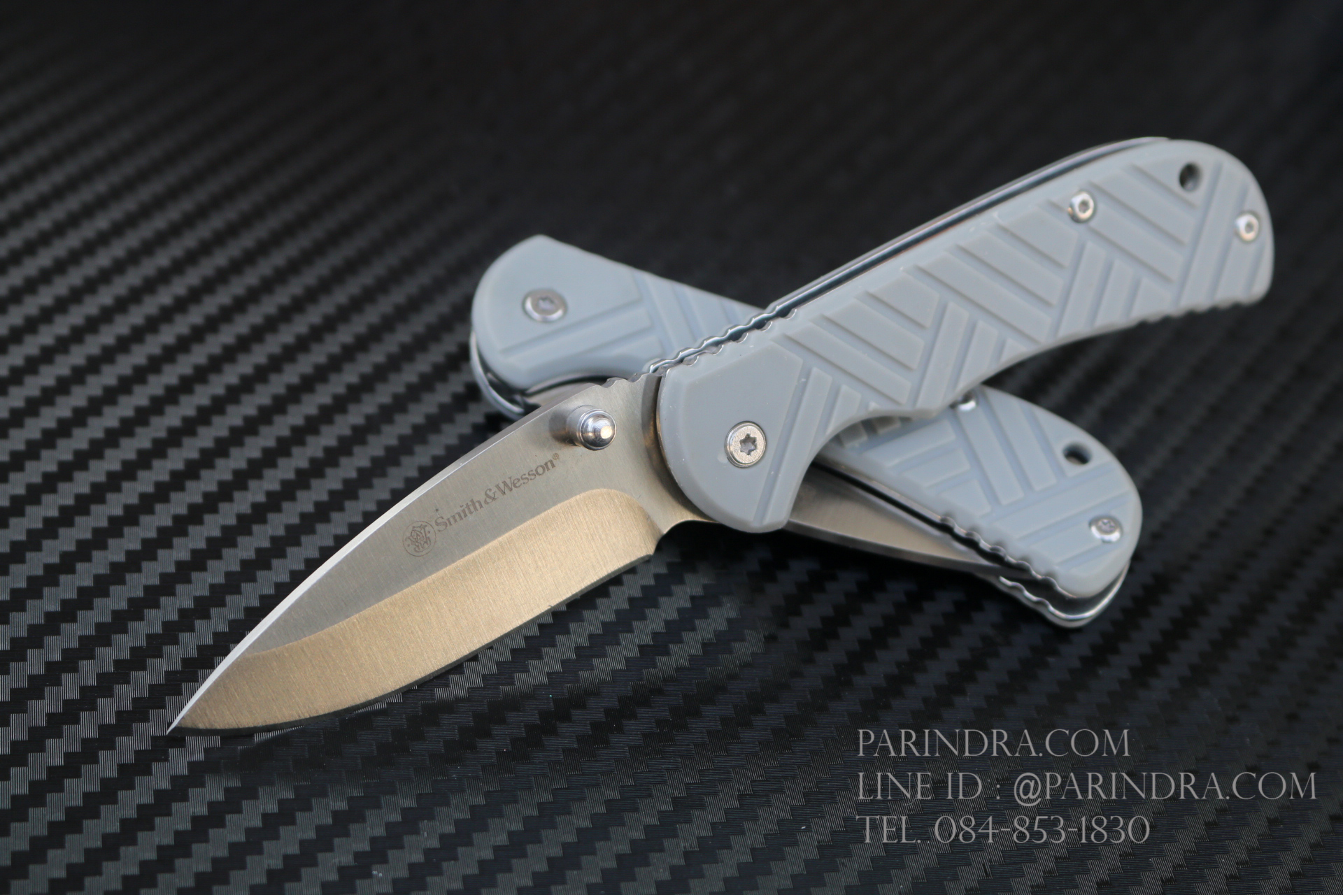 มีดพับขนาดเล็ก Smith & Wesson ด้ามสีเทา (OEM)